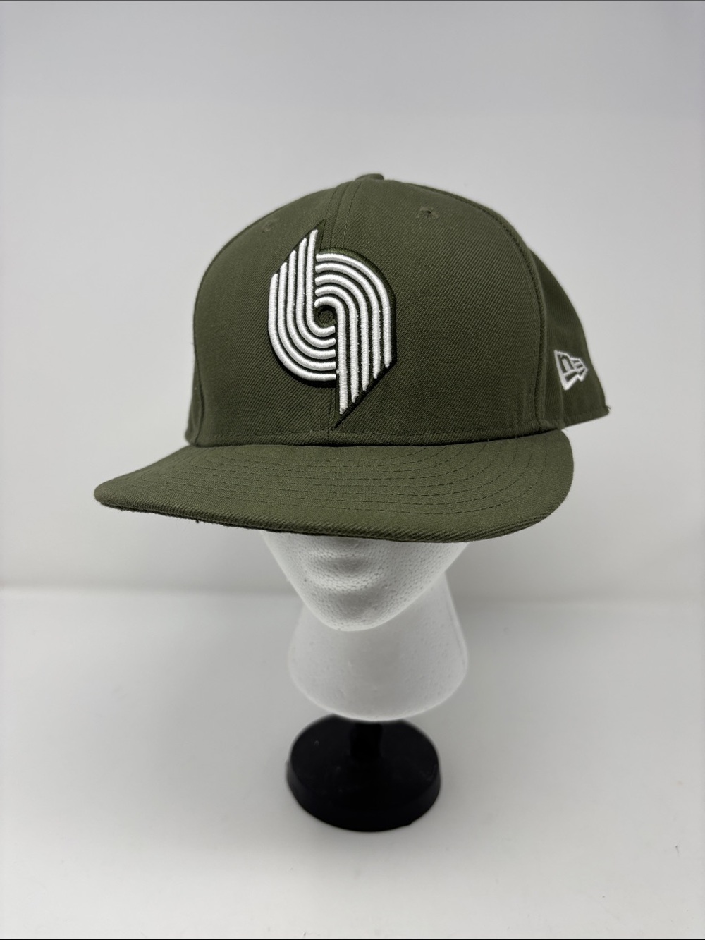 New Era Olive Green Flat Brim Hat with Portland Trailblazers logo 8